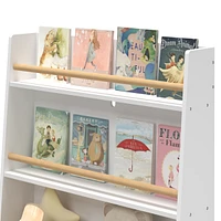 Sturdy Kids Bookshelf w/ Storage Bin & Wall Anchor White 2-Tier