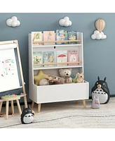 Streamdale Furniture Sturdy Kids Bookshelf w/ Storage Bin & Wall Anchor White 2-Tier