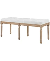 Homcom 46" End of Bed Bench, Upholstered Bedroom Bench, Cream White