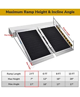 Yescom 2 Ft Aluminum Wheelchair Ramp Folding Mobility Scooter Anti-slip 600 Lbs Home