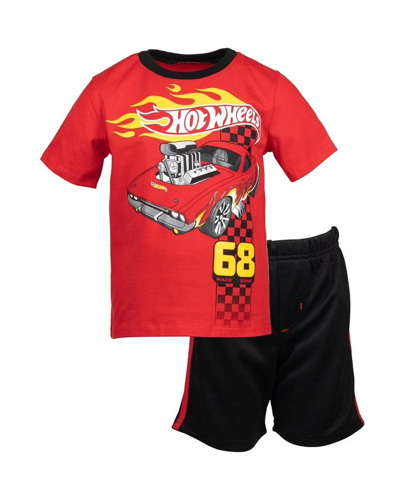 Hot Wheels Toddler Boys T-Shirt and Mesh Shorts Outfit Set to