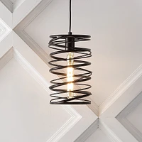 Jonathan Y Helisa 7.25" 1-Light Modern Contemporary Iron Spiral Led Pendant