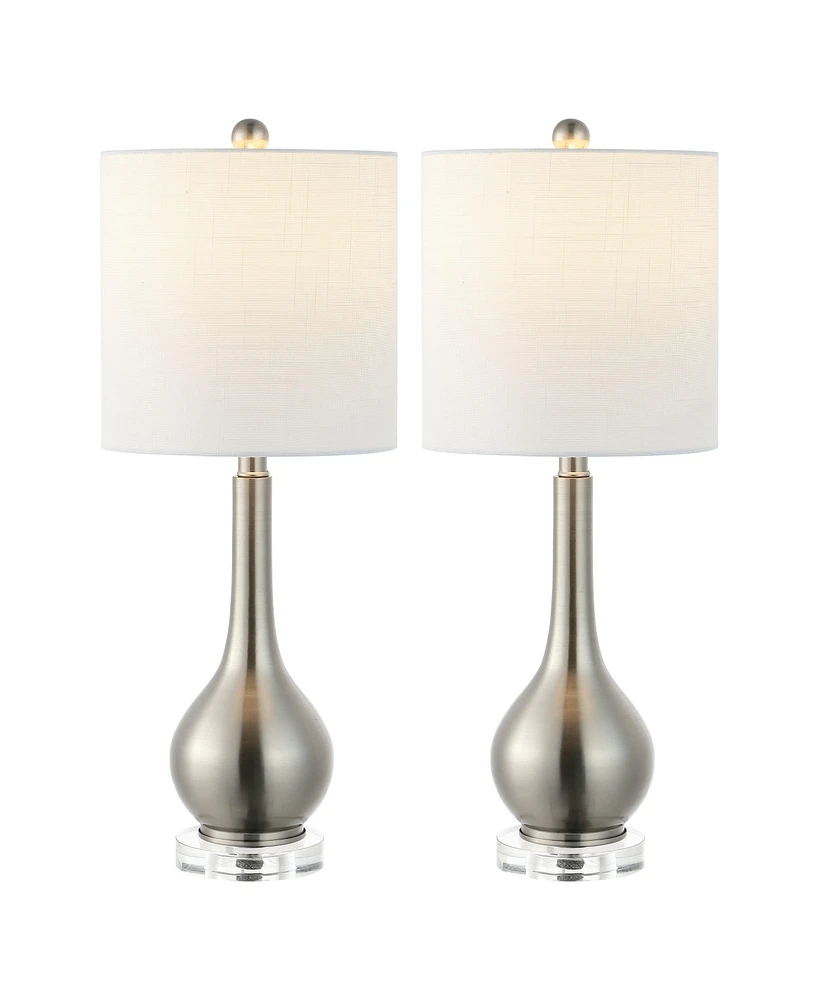 Jonathan Y Dylan 25" Metal/Crystal Teardrop Led Table Lamp, Oil Rubbed Bronze (Set of 2)