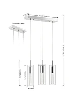 Jonathan Y Mium 21.63" 3-Light Modern Style Iron/Crystal/Glass Integrated Led Linear Pendant, Chrome
