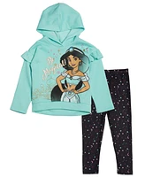 Disney Toddler Girls Princess Mulan Rapunzel Jasmine Ariel Belle Cinderella Tiana Tinker Pullover Hoodie Legging to