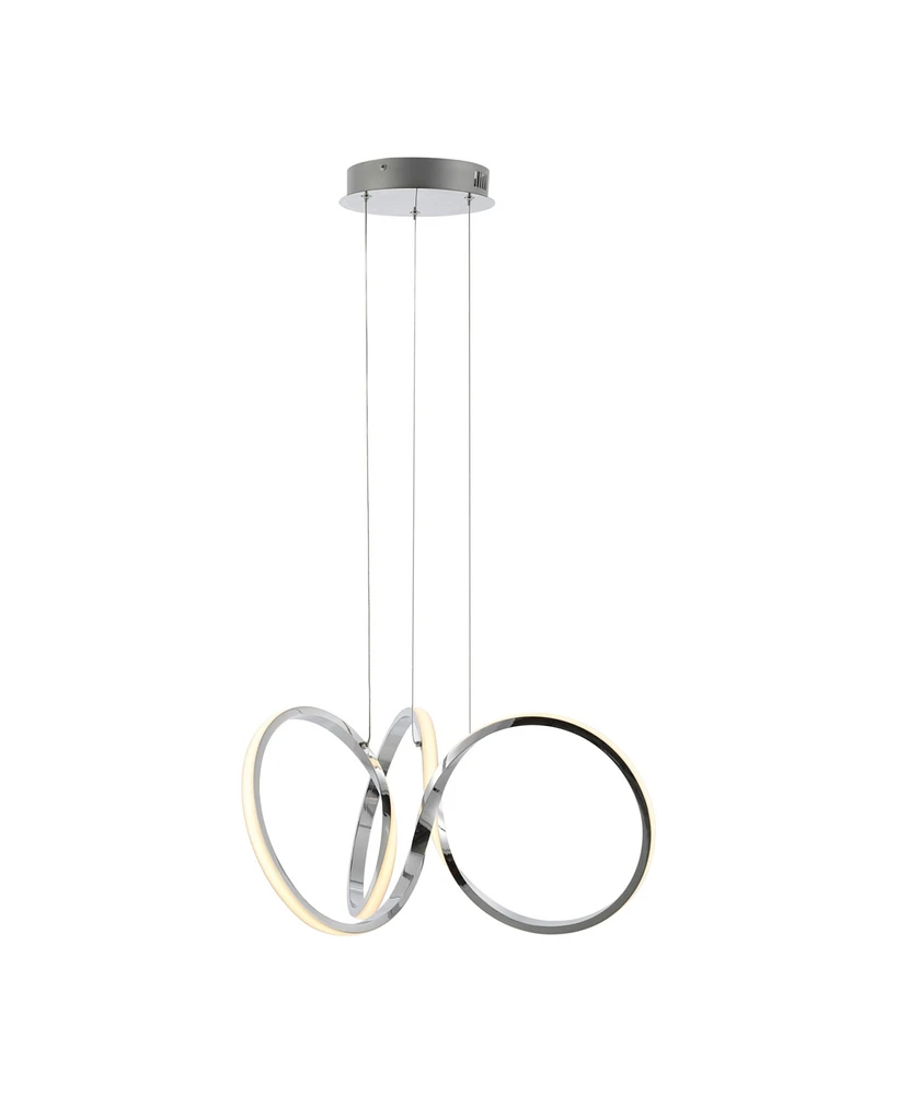 Jonathan Y Helix 24" 1-Light Contemporary Minimalist Aluminum Ribbon Integrated Led Pendant, Chrome/Silver