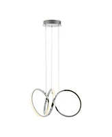 Jonathan Y Helix 24" 1-Light Contemporary Minimalist Aluminum Ribbon Integrated Led Pendant, Chrome/Silver