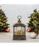 Slickblue Led Snow Globe with Santa and Sleigh Festive Holiday Decor with Illuminated Scene