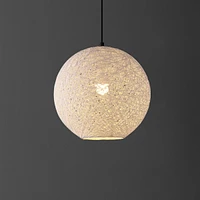 Jonathan Y Lacey 12" 1-Light Bohemian Minimalist Iron/Rope Woven Globe Led Pendant, White/Black