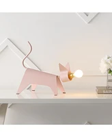 Jonathan Y Penelope 11.75" Modern Industrial Iron Feline Led Kids' Lamp, Pink