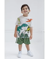 Funstuff Toddler Boys Graphic Construction Dinosaur Video Game Astronaut Monster Truck T-Shirt & Mesh Shorts Outfit to