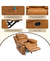 Boyel Living Heavy Duty Faux Leather 8-Point Massage Glider Recliner with Remote Control and Side Pocket