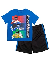 Power Rangers Boys T-Shirt and Mesh Shorts Outfit Set to