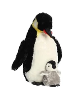 Aurora Medium Emperor Penguin with Baby Wild Life Playful Plush Toy White 12"