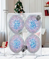 Kurt Adler Shatterproof Iridescent Glittered Ball Ornaments, 4-Piece Set