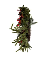 Kurt Adler Unlit Berries and Pinecone Rattan Wreath