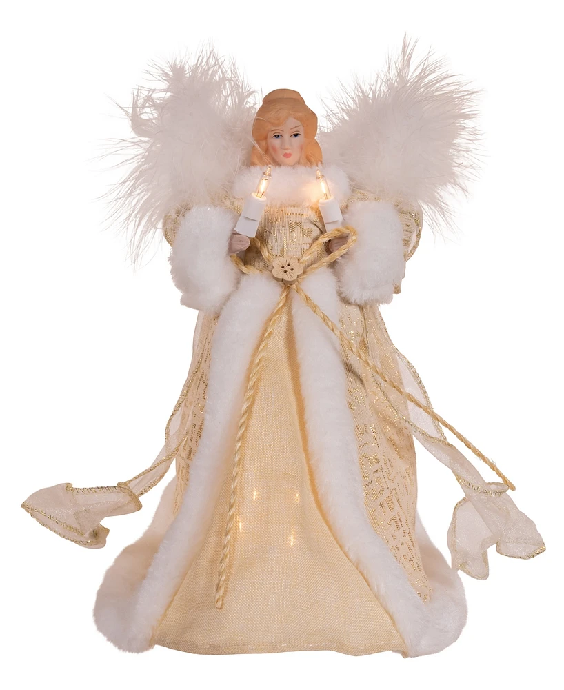 Kurt Adler 10-Light Natural Angel Tree Topper, 10 Inches