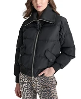 Dkny Women's Knit-Trim Zip-Front Puffer Coat