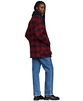 Tommy Jeans Women's Checkered Teddy-Collar Peacoat