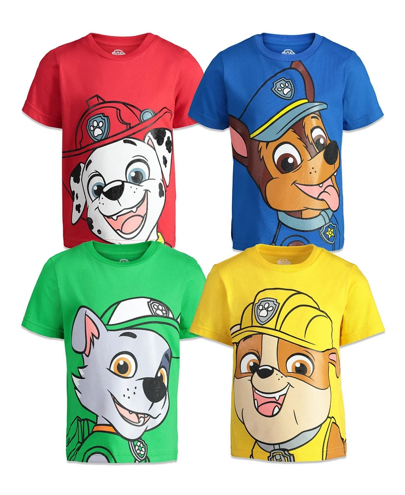 Nickelodeon Little Boys Paw Patrol Chase Marshall Rubble Rocky 4 Pack Graphic T-Shirts to