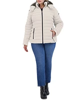 Nautica Plus Faux-Fur-Trim Hooded Packable Puffer Coat