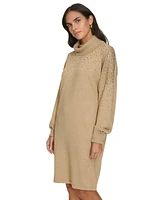 Calvin Klein Women's Embellished Long-Sleeve Sweater Dress