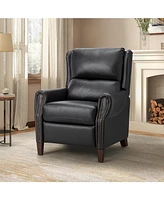 Hulala Home Alicia 32.68'' Wide Genuine Leather Manual Recliner with Solid Wood Legs
