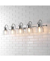 Jonathan Y Virginia 42.75" 5-Light Metal/Glass Led Vanity Light, Chrome