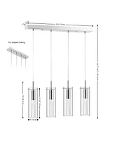 Jonathan Y Mium 29.5" 4-Light Modern Style Iron/Crystal/Glass Integrated Led Linear Pendant, Chrome