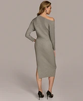 Donna Karan New York Women's Asymmetric-Neck Rib-Knit Dress