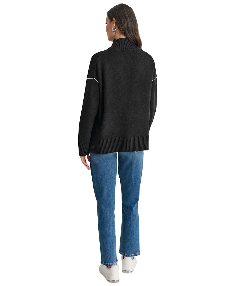 Dkny Jeans Petite Intarsia Logo Sweater