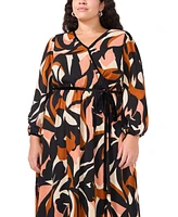 Msk Plus Printed Tie-Waist Wrap Maxi Dress