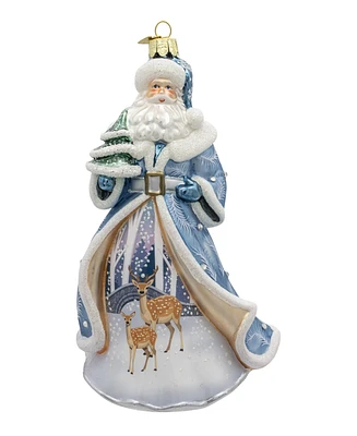 Kurt Adler Santa with Tree and Scene Ornament, 7 Inches