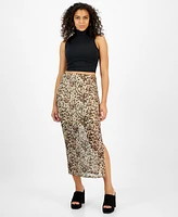 Bar Iii Women's Printed Midi Mesh Pull-On Skirt, Created for Macy's