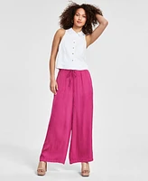 Bar Iii Women's Drawstring-Waist Wide-Leg Pants, Created for Macy's