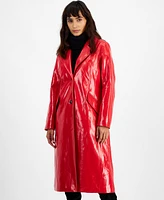 Bar Iii Women's Patent Snap-Front Trench Coat, Created for Macy's