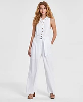 Bar Iii Women's Sleeveless Belted Jumpsuit, Created for Macy's