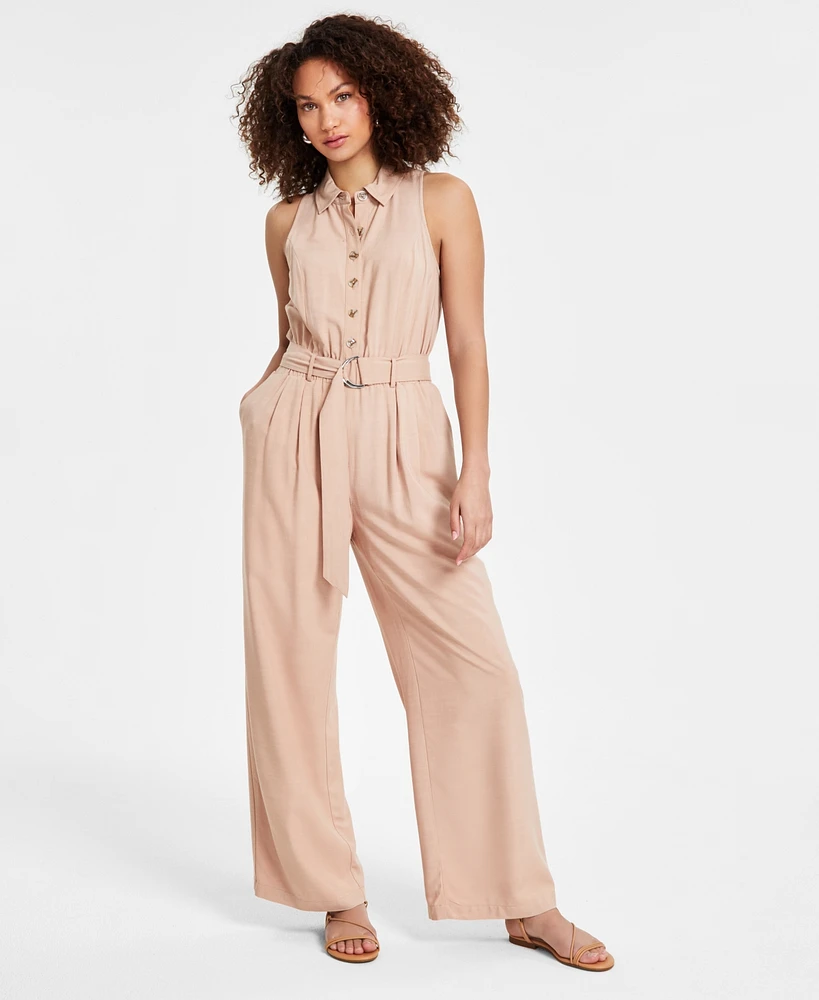 Bar Iii Women's Sleeveless Belted Jumpsuit, Created for Macy's