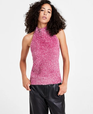 Bar Iii Women's Lurex Halterneck Sleeveless Sweater, Created for Macy's