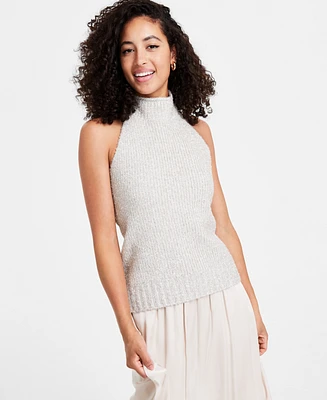 Bar Iii Women's Lurex Halterneck Sleeveless Sweater, Created for Macy's