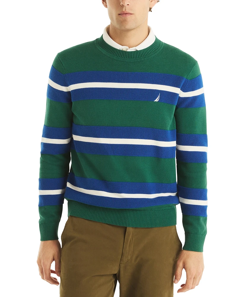 Nautica Men's Striped Textured Crewneck Sweater