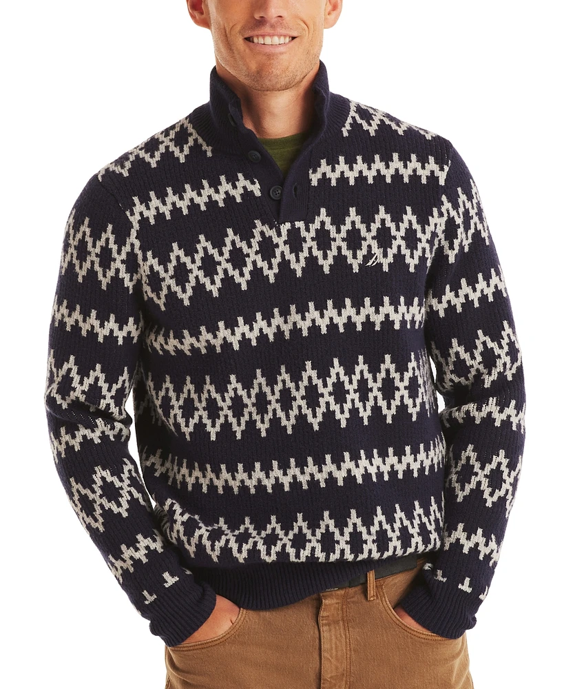 Nautica Men's Jacquard Mock-Neck Sweater