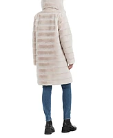 Jones New York Women's Grooved Faux-Fur Hooded Coat