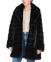 Jones New York Women's Faux-Fur Notched Collar Coat