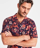 Club Room Men's Floral Silk-Blend Short-Sleeve Button-Down Shirt, Created for Macy's