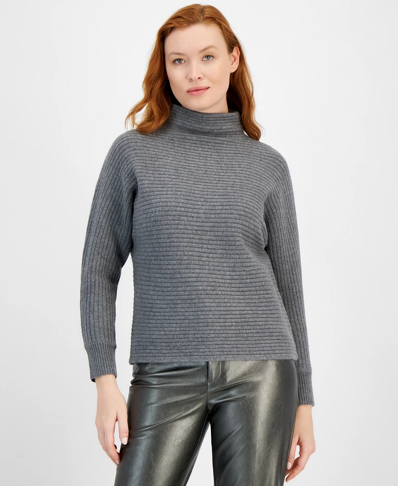 Anne Klein Women's Ribbed Knit Mock Neck Sweater