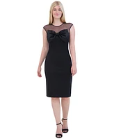 Eliza J Women's Bow-Trim Illusion Sheath Dress