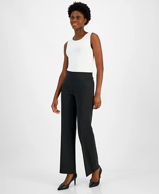 Anne Klein Petite Mid-Rise Pull-On Wide-Leg Pants