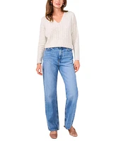 Vince Camuto Women's Ribbed V-Neck Dolman-Sleeve Sweater