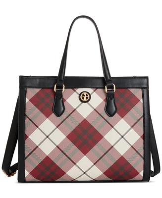 Giani Bernini Plaid Saffiano Medium Book Tote, Created for Macy's